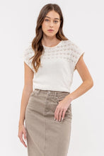 Load image into Gallery viewer, Eyelet Yoke Sweater Knit Top
