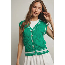 Load image into Gallery viewer, Cable Knit Button-Up Sweater Vest
