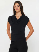Load image into Gallery viewer, Draped Cowl Neck Cap Sleeve Top
