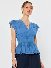 Load image into Gallery viewer, Embroidered Peplum V-Neck Blouse
