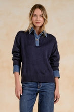 Load image into Gallery viewer, Denim Trim Collared Sweater
