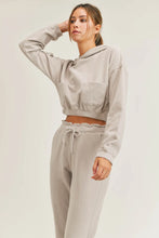 Load image into Gallery viewer, Ribbed Cropped Hoodie Top
