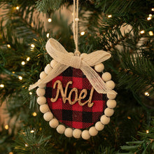 Load image into Gallery viewer, NOEL Buffalo Plaid Wood Ornament
