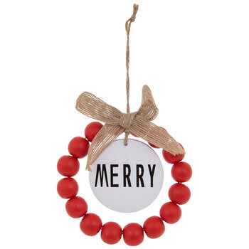 MERRY Bead Ornament (Red)