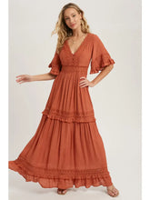 Load image into Gallery viewer, V-neck Lace Trim Maxi Dress
