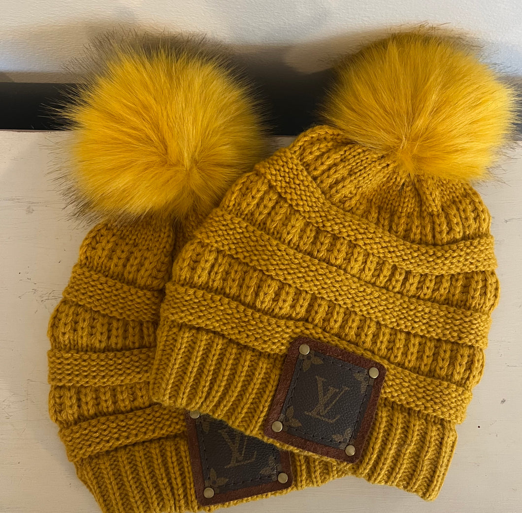 Mustard Terin Cozy Upcycled Louis Vuitton Beanie *Multiple Colors