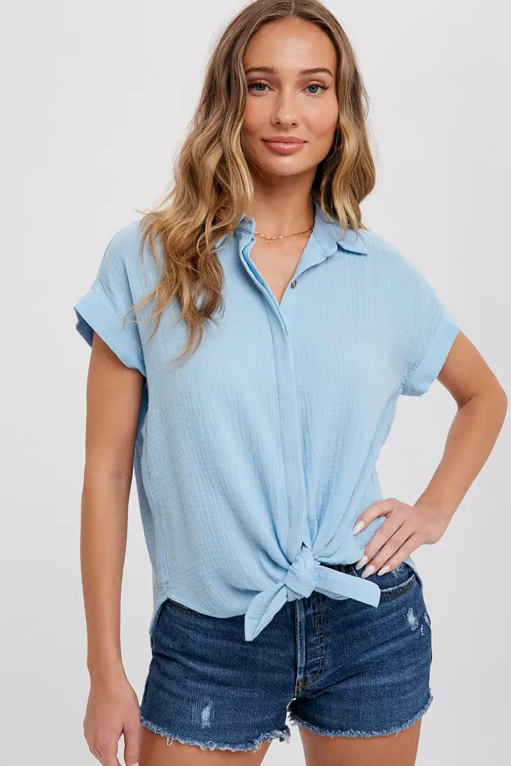 Woven Button up Shirt - Light Blue