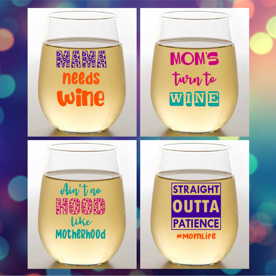 MOM Funny Wine Glasses (Set of 4)