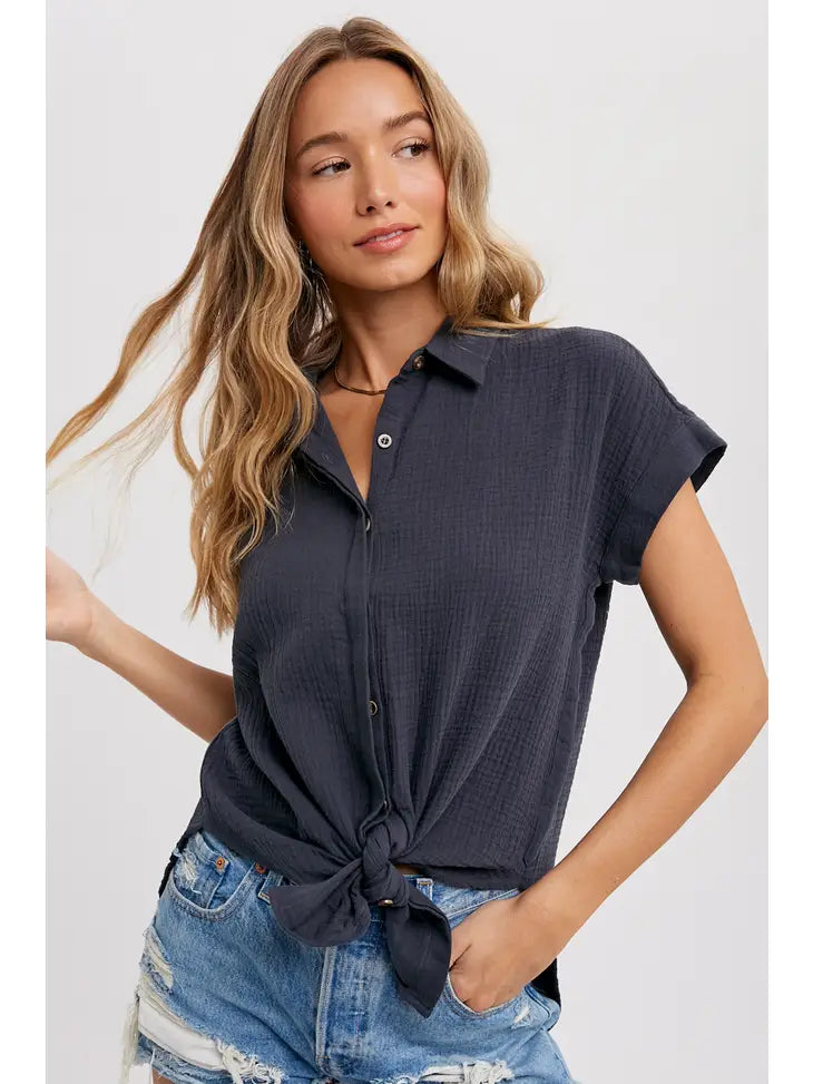 Woven Button up Shirt - Ash