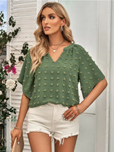 Load image into Gallery viewer, Swiss Dots V-Neck Blouse - Green
