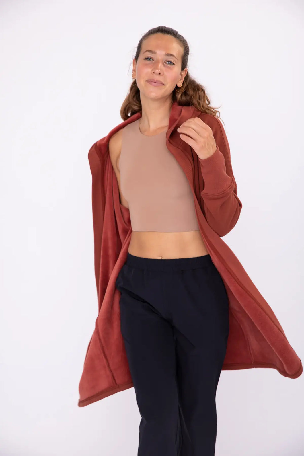 Open Front Longline Hoodie Cardigan