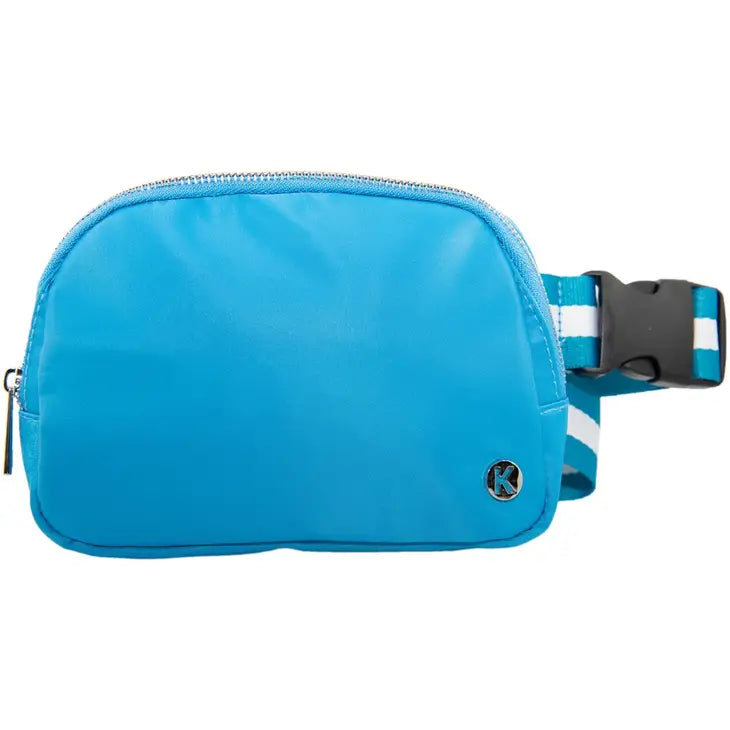 Solid Fanny Pack with Striped Strap
