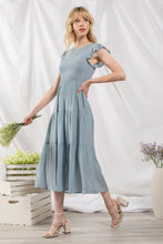Load image into Gallery viewer, Smocked Tier Mid Dress - Light Teal
