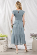 Load image into Gallery viewer, Smocked Tier Mid Dress - Light Teal
