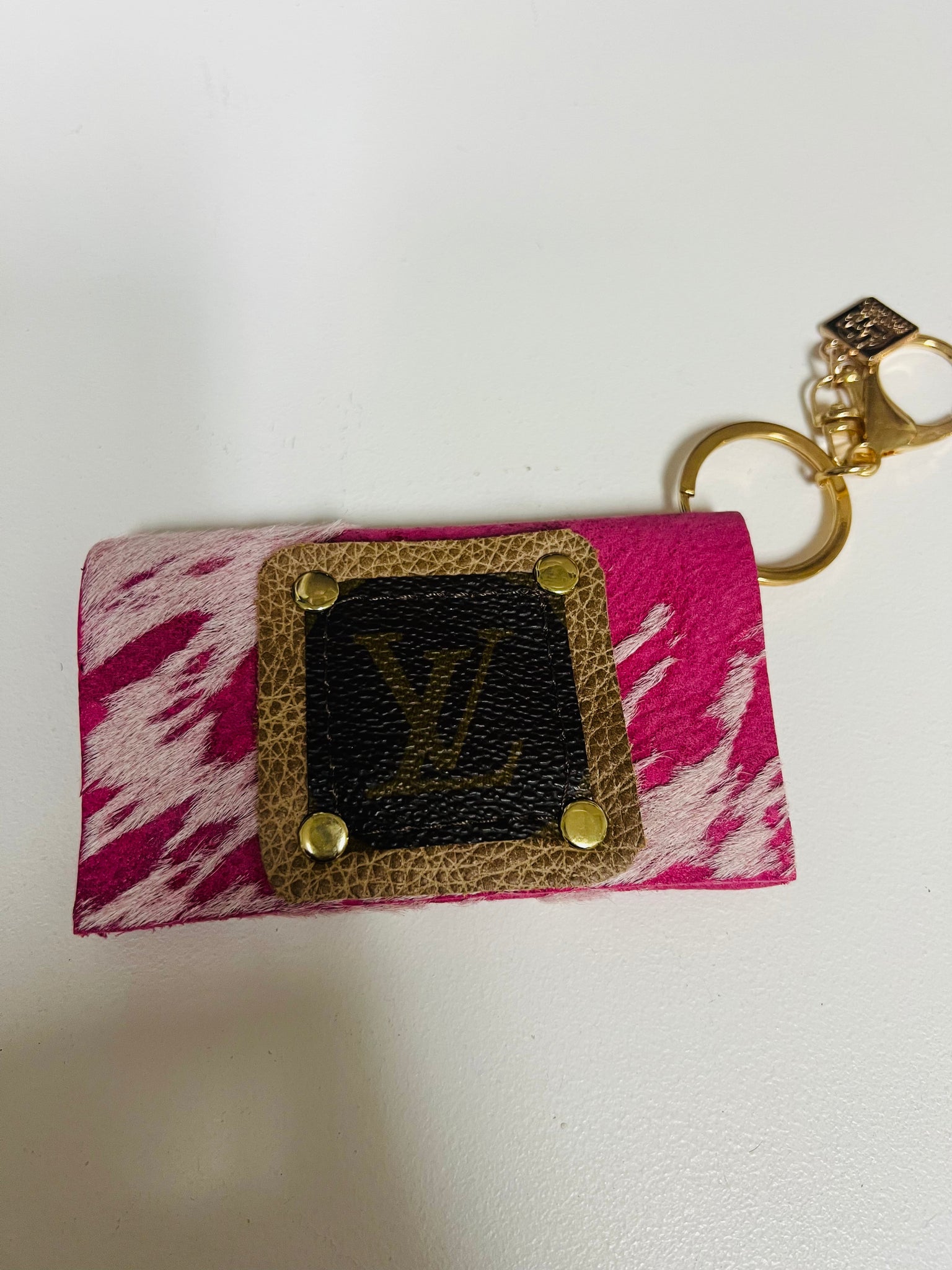 LV Keychain Pink Edges - repurposed