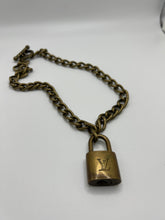 Load image into Gallery viewer, Upcycled Lock Necklace - Antique Gold
