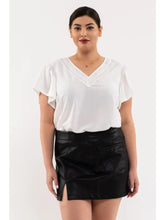 Load image into Gallery viewer, PLUS SIZE -Lace V Neck Top - White
