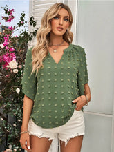 Load image into Gallery viewer, Swiss Dots V-Neck Blouse - Green
