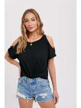 Load image into Gallery viewer, Open Shoulder Knit Top - Black
