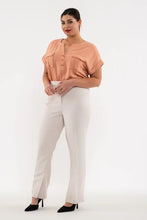 Load image into Gallery viewer, PLUS SIZE - Cuffed Short Sleeve Top -Peach
