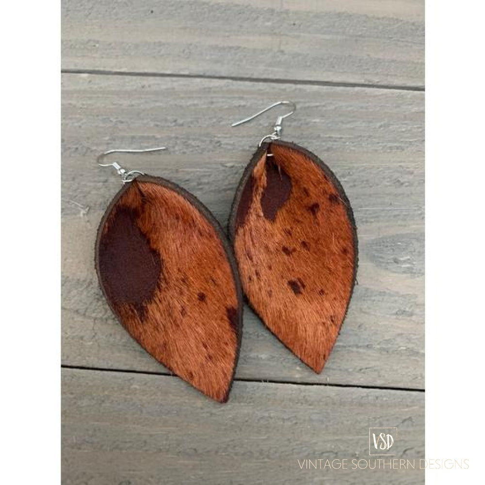Brown Acid Wash Leather Earrings Jewelry