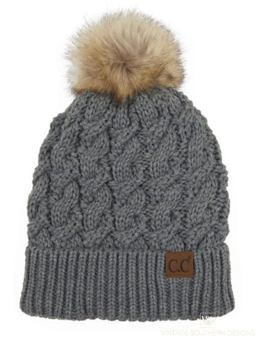 Cc Soft Beanie W/fur - Lt Gray