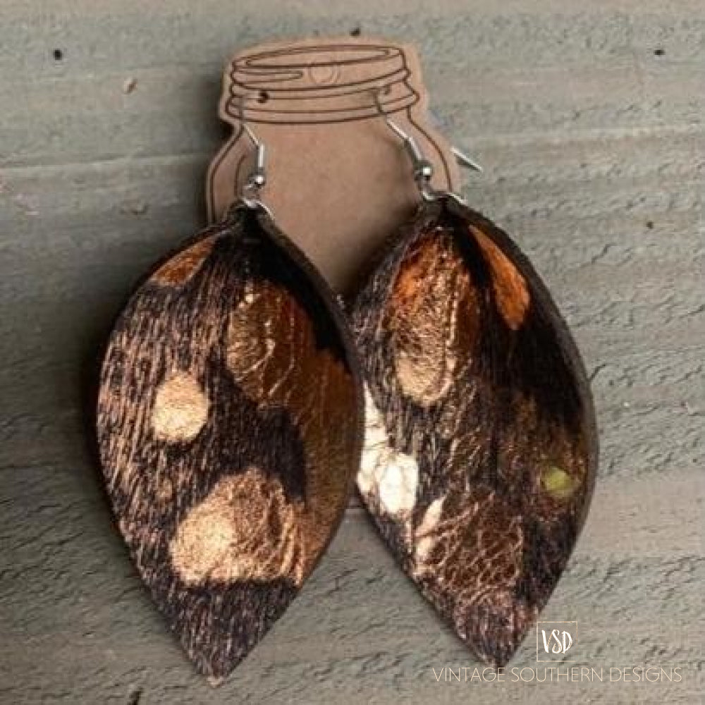 Copper & Black Leather Earrings