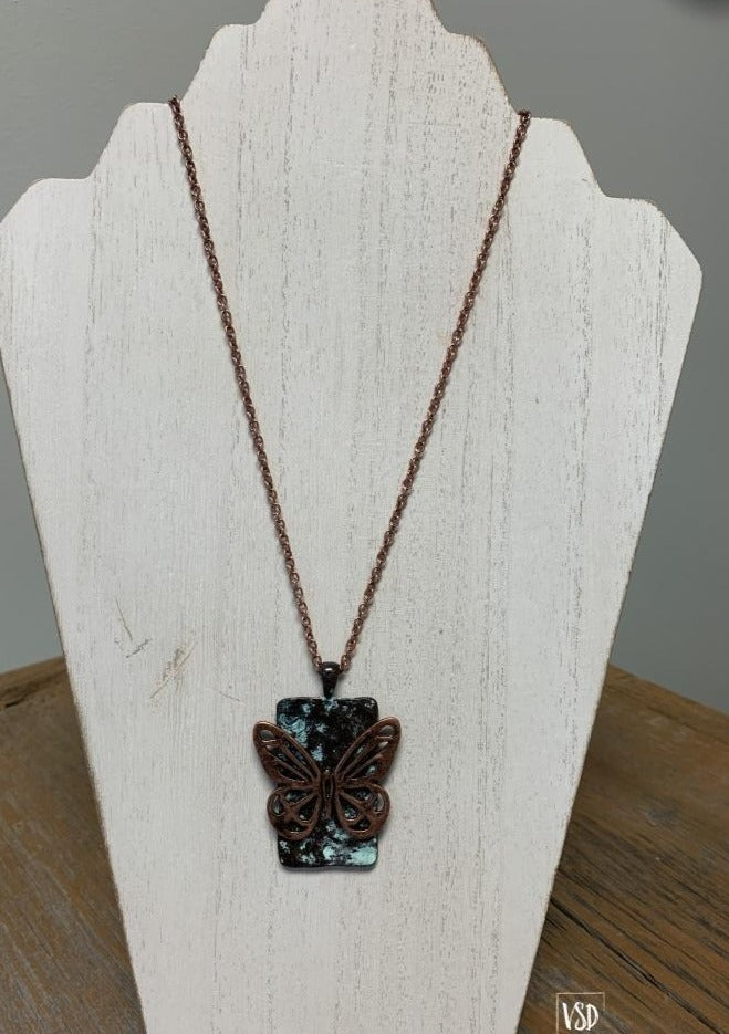 Copper Color Butterfly Necklace Jewelry