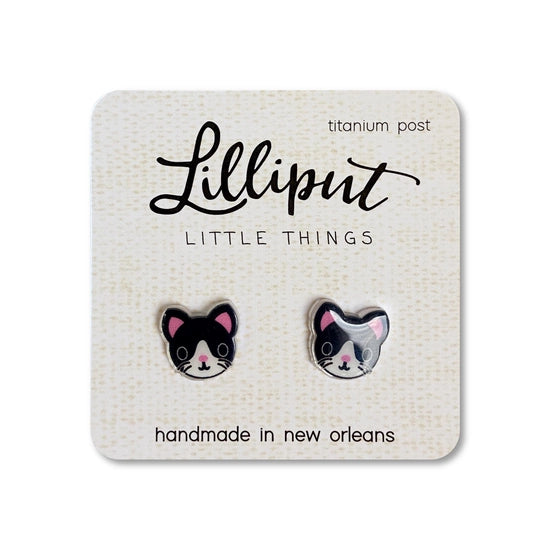 Kitty Cat Earrings - Tuxedo