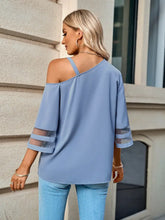 Load image into Gallery viewer, One Shoulder Bell Sleeve Blouse - Blue
