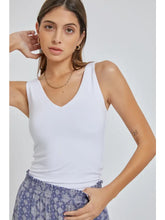 Load image into Gallery viewer, Sleeveless V Neck Jersey Tank -  Off White

