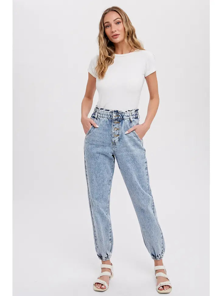Paperbag Denim Joggers