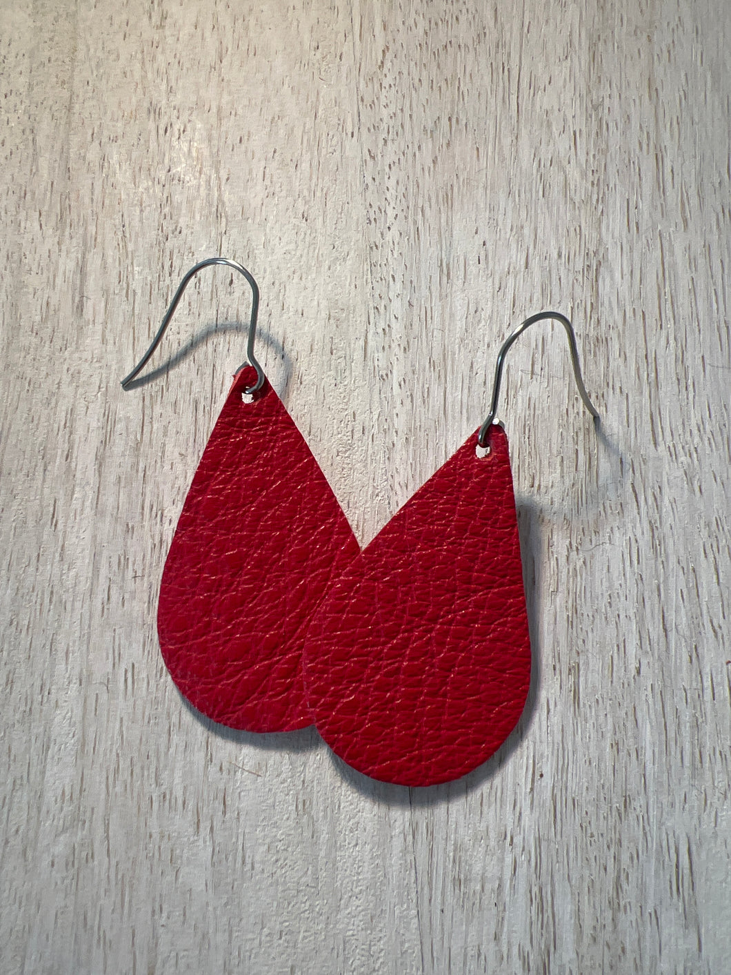 True Red Leather Earrings