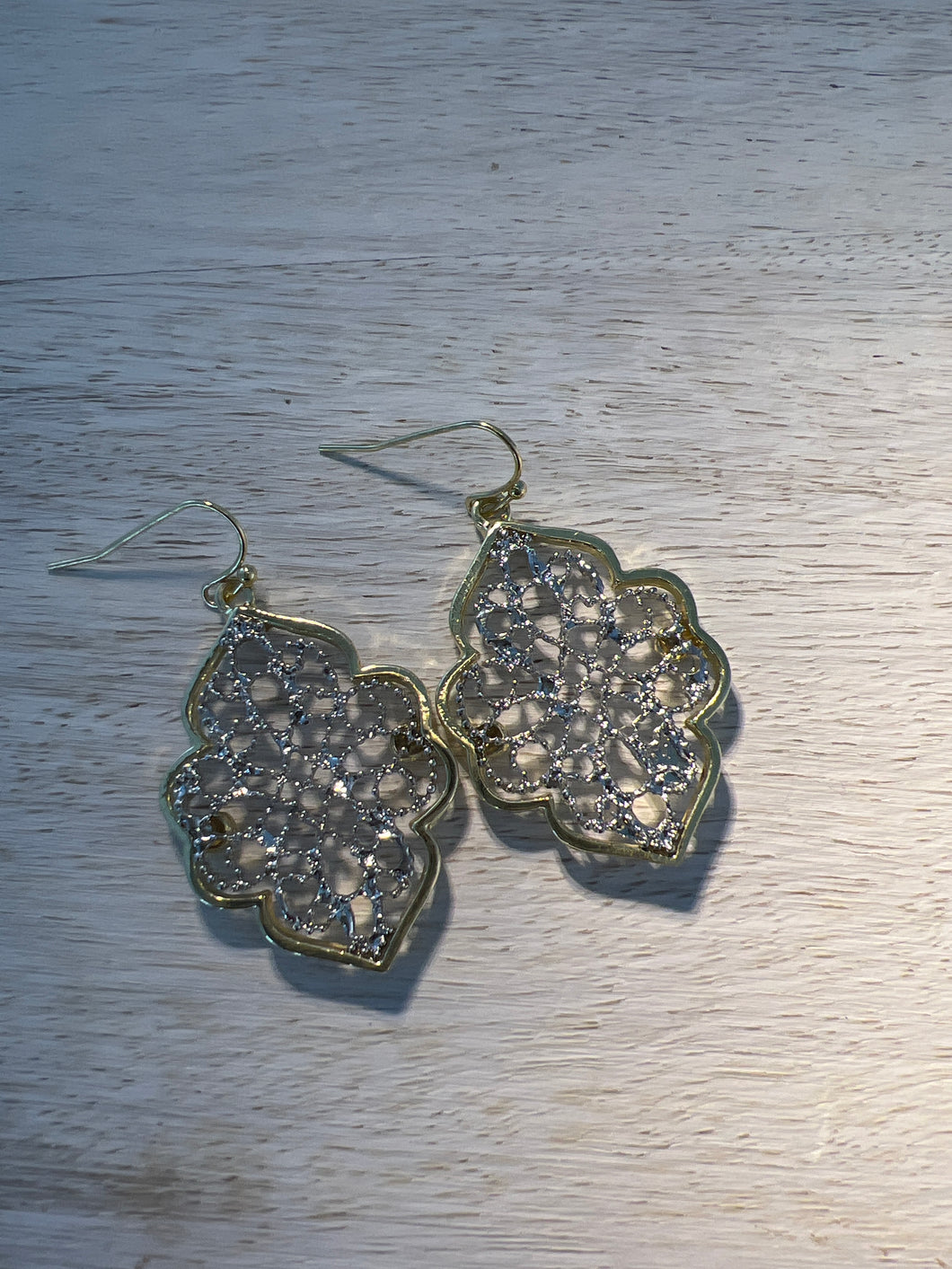 Gold Lace Silver Earrings