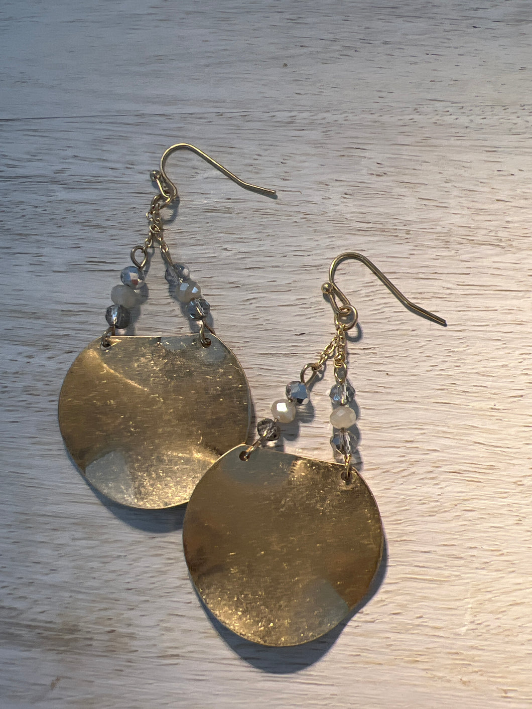 Gold Metal Earrings w/small beads