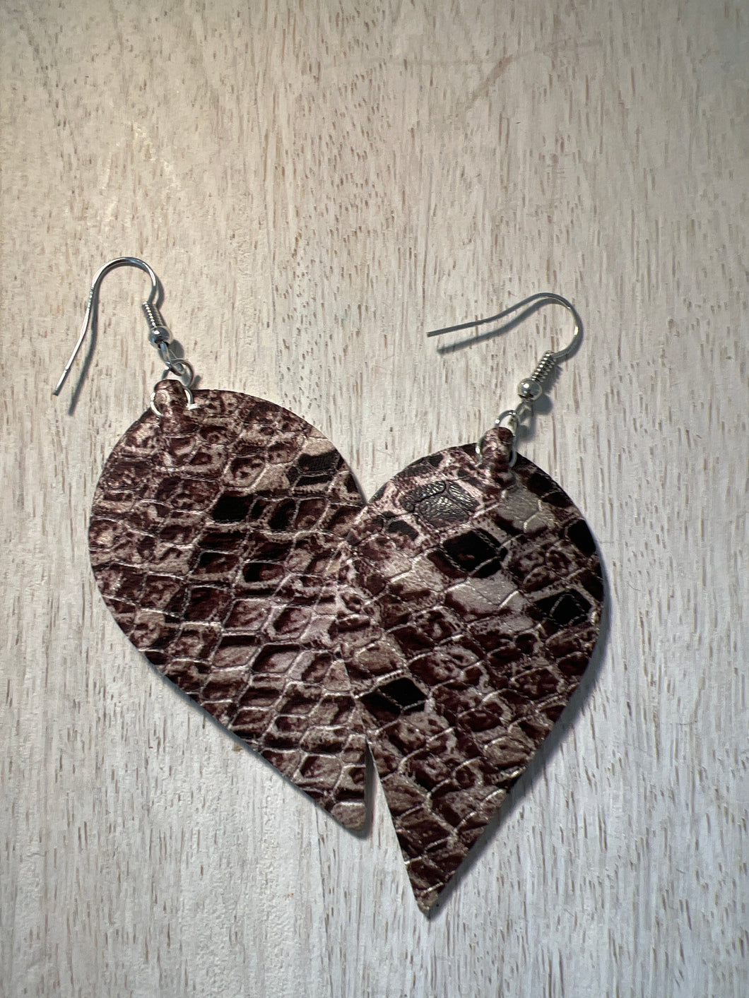 Snakeskin Print Earrings - Mocha Brown