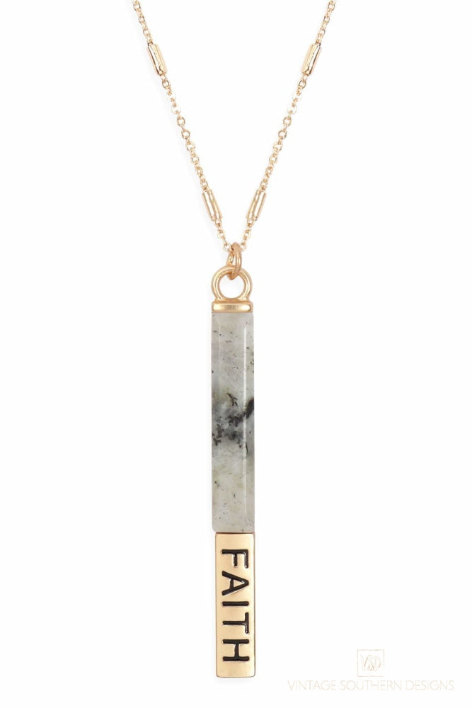 Natural Stone Faith Pendant Bar Necklace Jewelry