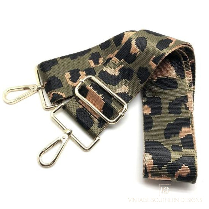 Olive Green Cheetah Guitar Bag Strap