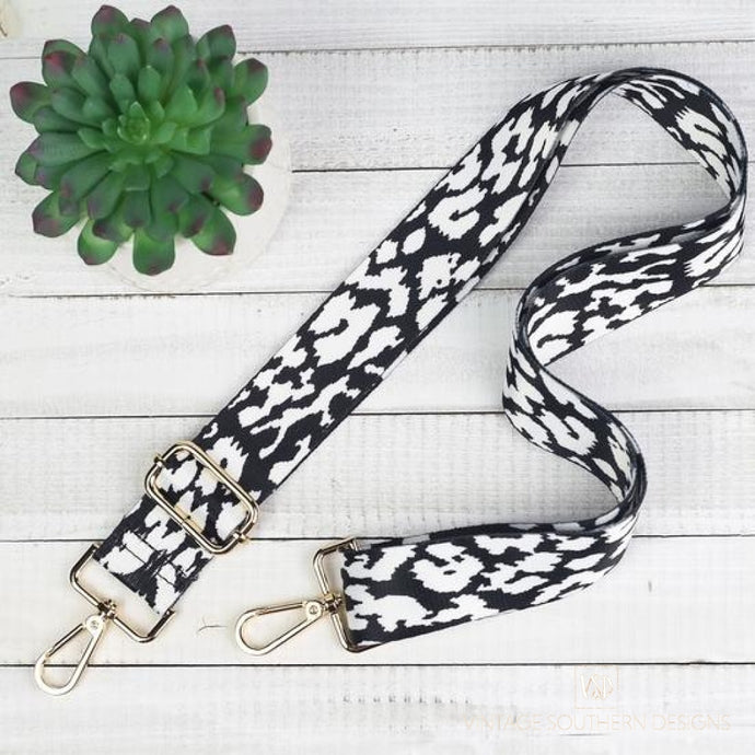 Purse Guitar Strap - Black & White Tote