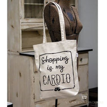 Load image into Gallery viewer, Shopping Is My Cardio Canvas Tote Bag
