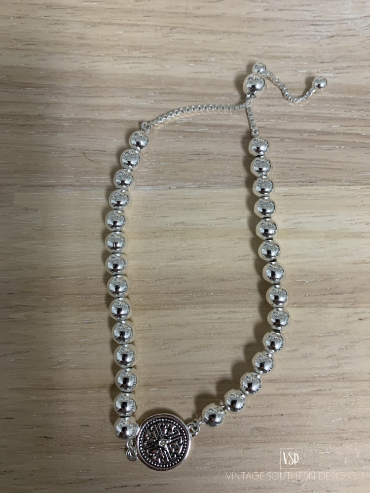 Silver Adjustable Bead Bracelet Jewelry